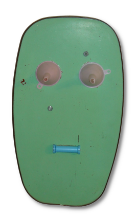 Maske, grün, Resopalplatte, Kunststoff, 2022